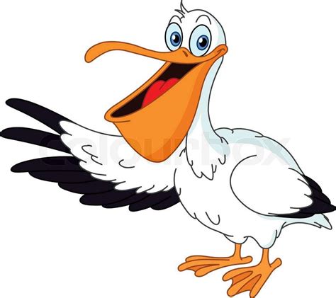 Cartoon Pelican Presenting With His Wing Stock Vector Colourbox