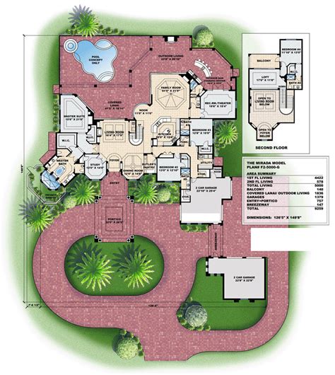 House Plan 60740 Mediterranean Style With 5000 Sq Ft 4 Bed 5