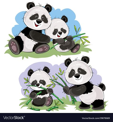 Panda Bear Characters Cartoon Royalty Free Vector Image