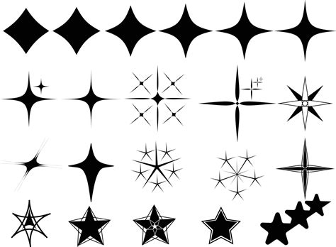 Vector Set Of Y2k Stars And Retro Futuristic Elements For Decoration