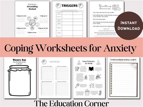 Anxiety Worksheets Mental Health Worksheets Pdf Printable Instant