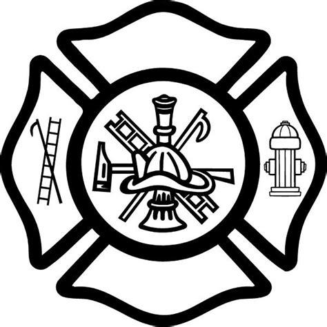 Fire department badge coloring page sketch coloring page | fire badge, fire engine party, firefighter decor FIREMAN MALTESE CROSS DECAL / STICKER 03