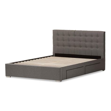 Baxton Studio Rene Gray Queen Upholstered Bed 28862 7060 Hd The Home