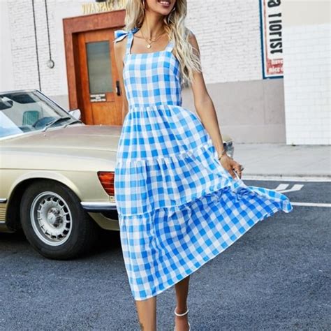 Dresses True Blue Plaid Print Dress Poshmark
