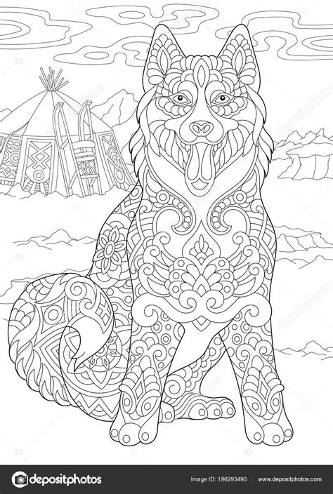 Malamute Alaska Husky Sibérie Chien Esquimau Coloriage Livre Coloriage