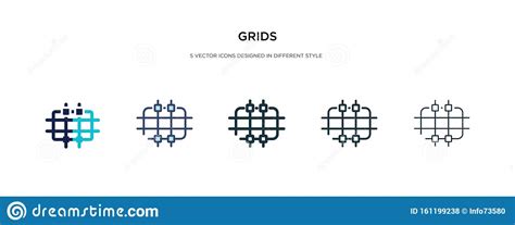 Grids Icon In Different Style Vector Illustration Two Colored And