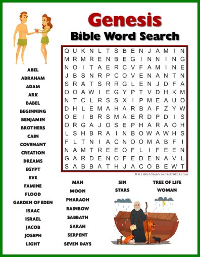 Genesis Bible Word Search Puzzle