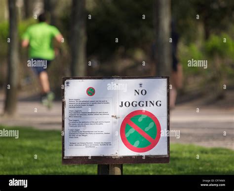 No Jogging On The Lawns Sign In The Warande Park In Brussels Belgium