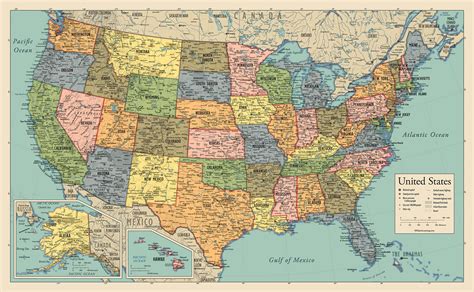 Buy Usa Map Poster United States Map Chart Tancolor Laminated 18