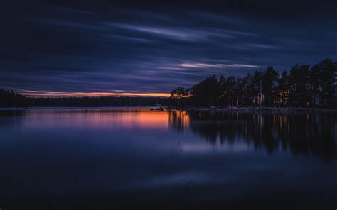 デスクトップ壁紙 2560x1600 Px 雲 フィンランド 湖 風景 反射 日没 木 2560x1600