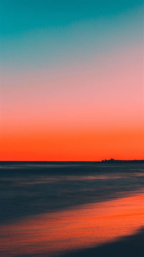 Download Wallpaper 1440x2560 Beach Clean Sky Skyline Sunset Qhd