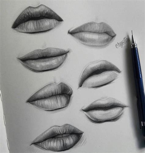 Realistic Lip Drawing Pencil