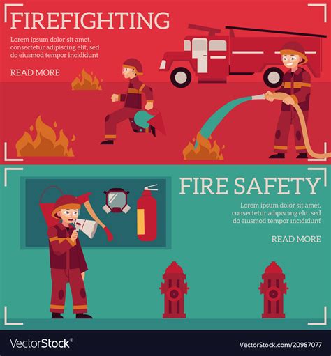 Firefighting And Fire Safety Concept Banner Vector Image