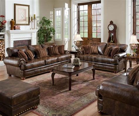 Walnut Bonded Leather Traditional Sofa And Loveseat Set Woptions