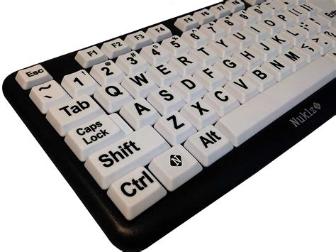 Nuklz N Large Print Computer Keyboard With White Keys And Black Letters