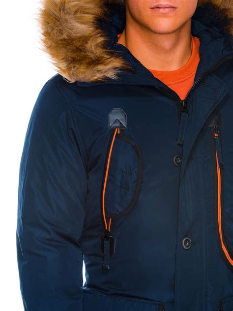 Mens Winter Parka Jacket Navy C369 Modone Wholesale Clothing For Men