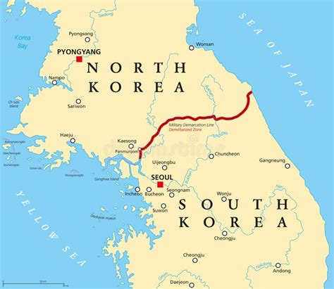 Korean Peninsula, Demilitarized Zone, Political Map Stock Vector