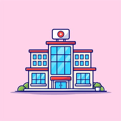 Hospital Building Cartoon Vector Icon Illustration Healthy Building