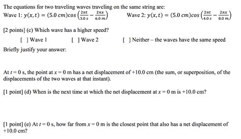 solved the equations for two traveling waves traveling on