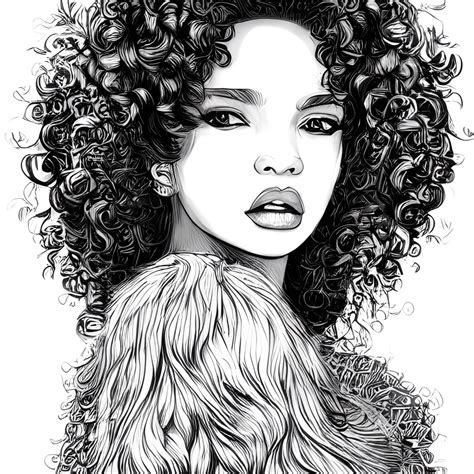 Beautiful African American Woman Coloring Page Creative Fabrica