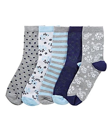5 Pack Ankle Socks J D Williams Socks Ankle Socks Grey Stripes