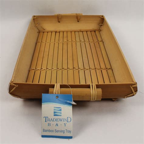 Tradewind Bay Rectangular Bamboo Serving Tray With Handles Nwt Tropical