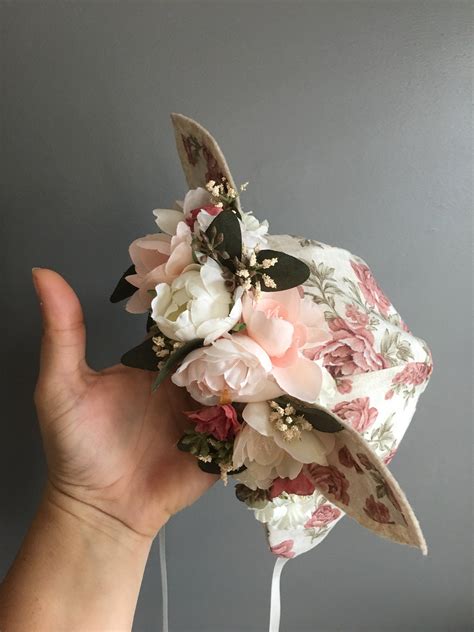 Ready To Ship Flower Crown Bonnet With Ears Fawn Floral Bonnet Baby