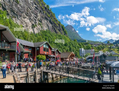 Geiranger Norway Quayside In The Town Centre Geiranger Norway Stock