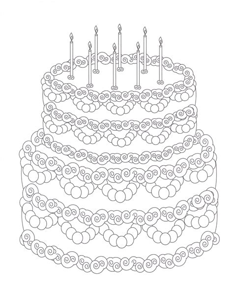 Happy birthday cake drawingring sheet first pages. cake birthday coloring pages >> Disney Coloring Pages