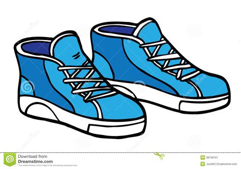 Cartoon Sneakers Blue And White Stock Illustration