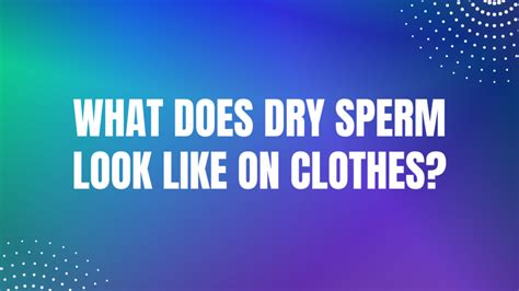 What Does Dry Sperm Look Like On Clothes Expert Insights Expert Insights