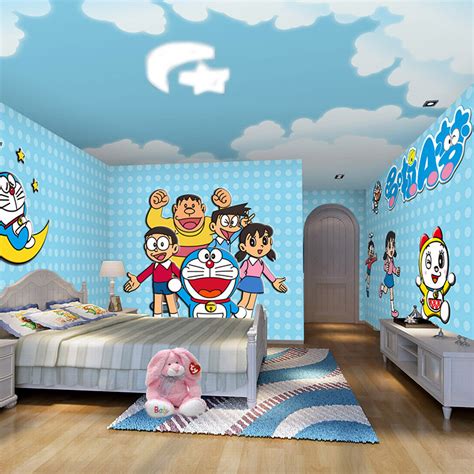 Ada banyak sekali motif wall sticker mulai dari bunga, pohon, hingga motif abstrak sekalipun. 7 Gambar Wallpaper Dinding Kamar Tidur Anak Motif Doraemon