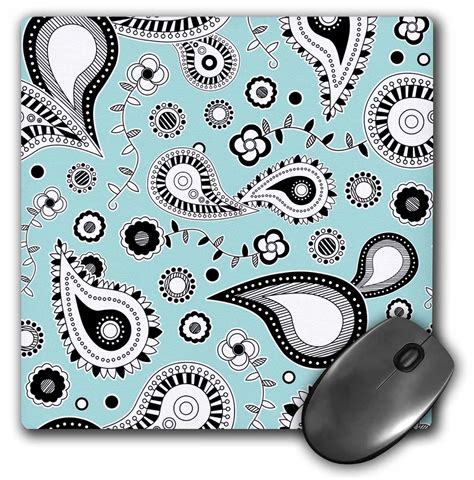 3drose Colorful Paisley Pattern Blue Mouse Pad 8 By 8 Inches