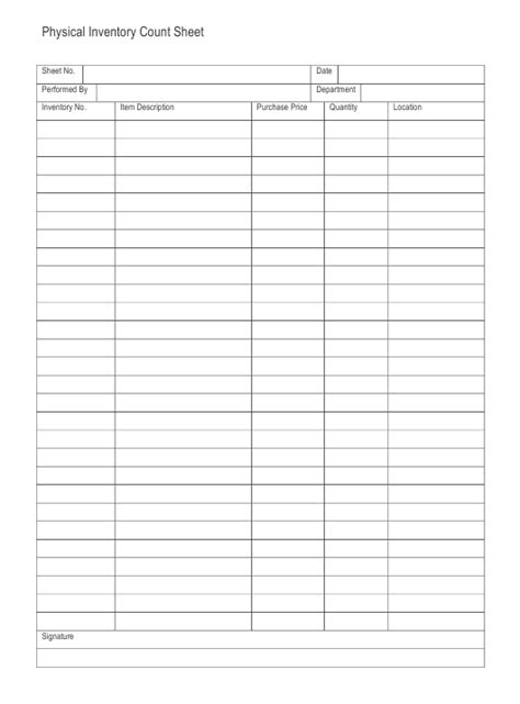Physical Inventory Count Sheet Template Download Printable Pdf