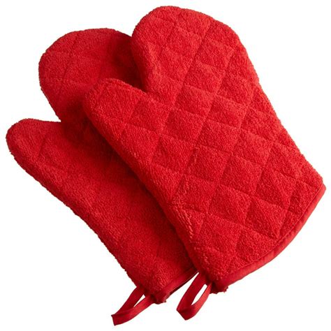 Design Imports Terry Oven Mitts Set Of 2 Red