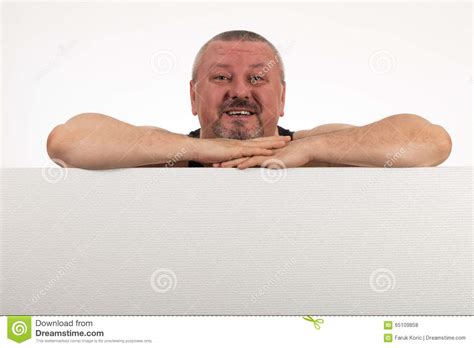 Big Man Peep From The White Board Close Up Stock Photo Image Of