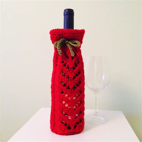 Wine Bottle Cozy Wine Bag Hand Knit Cozy Wine Bottle