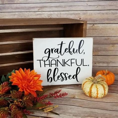 Home And Living Wall Hangings Wall Décor Thankful Grateful Blessed Sign