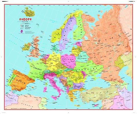 Primary Europe Wall Map Political European Map Map Wall Maps Images