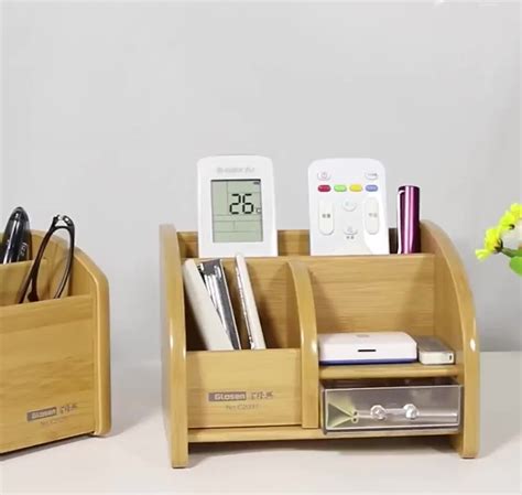 2019 New Design Wood Bamboo Desk Items Accessories Desktop Organizer