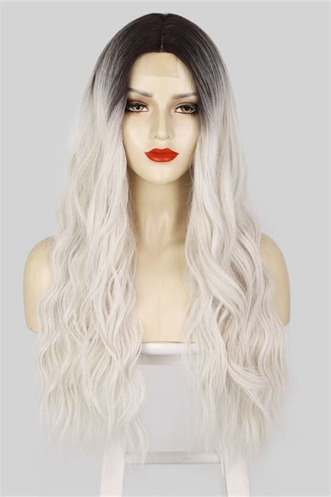 Aisi Beauty Platinum Blonde Wigs For Women Long Wavy Wig Middle Part