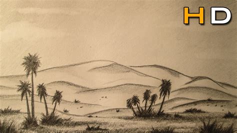 Pencil Desert Landscape Drawing Docemoreena