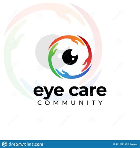 Eye Care Community Logo Creative Vector Abstract Hand Round Eye Stock