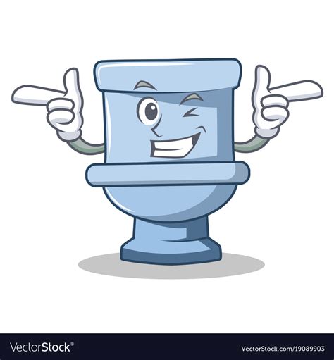 Wink Toilet Character Cartoon Style Royalty Free Vector