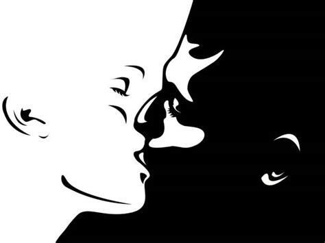 Two Lips Kissing Silhouettes Illustrations Royalty Free Vector
