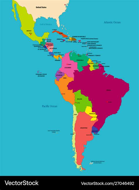 Political Map Latin America Royalty Free Vector Image