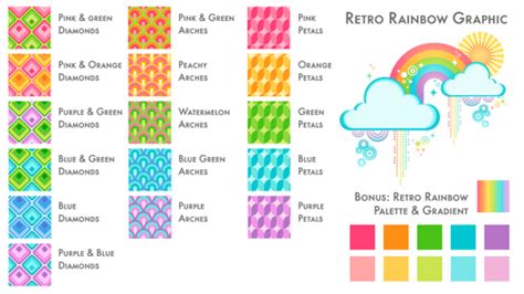 Illustrator Downloadable Retro Rainbow Pattern Set Creativepro Network