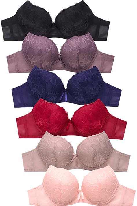 6 Pieces Of Pushup Underwired Lace Ladys Gentle Push Up Bra A B C Cup 36b 4438 59re4