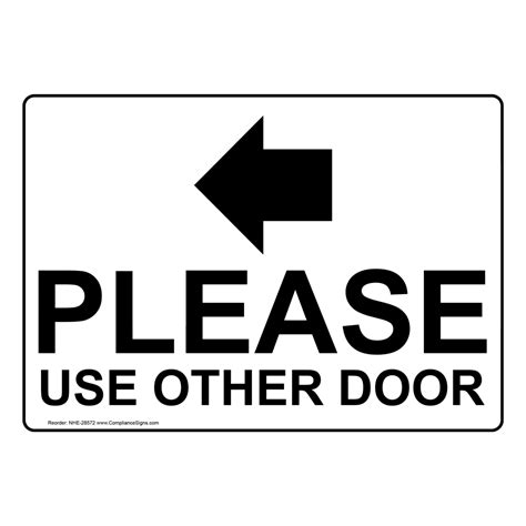 Please Use Other Door White Sign Symbol Made In Usa