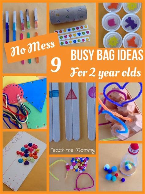 No Mess Busy Bag Ideas For 2 Year Olds Business For Kids Busy Bags